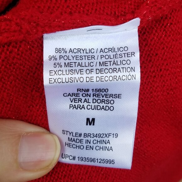 Briggs New York Red Sparkly Metallic Women's Medium Sweater - Picture 4 of 8